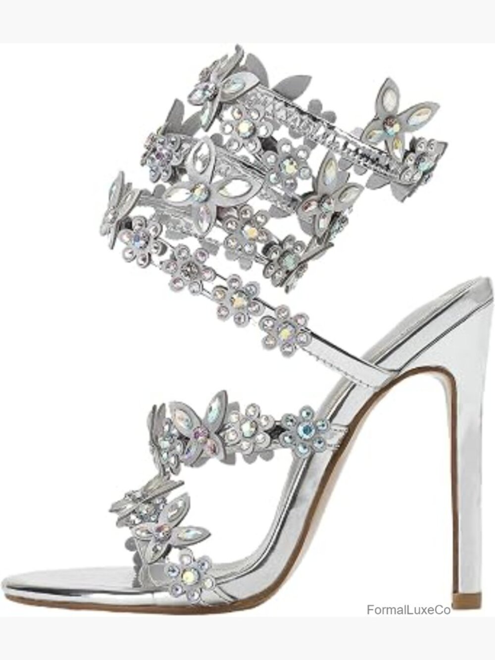 Diamante Spiral Strap Heeled Sandals Gladiator Stilettos Rhinestone Party Shoes - Picture 1 of 7